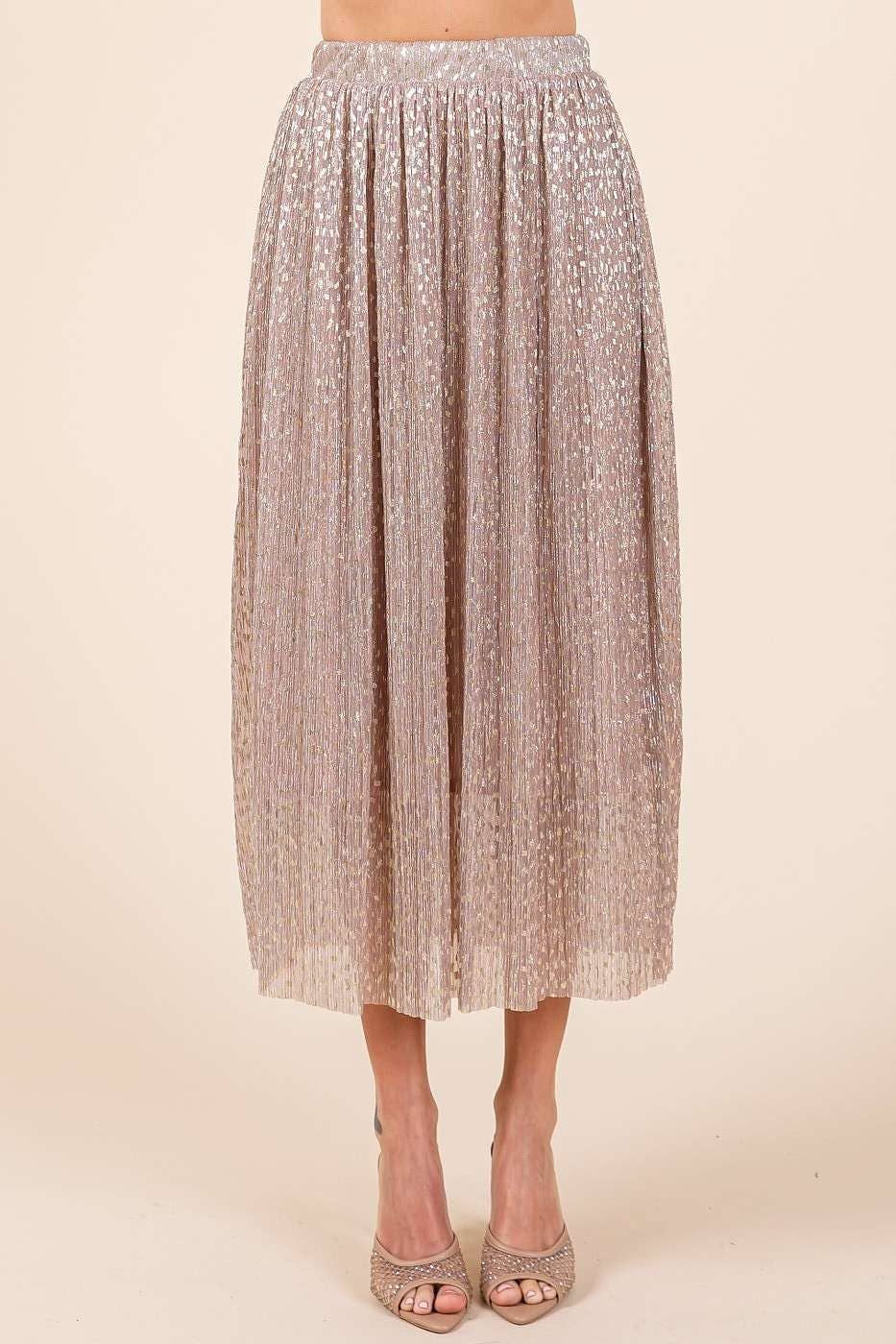 mittoshop - Wholesale Skirt - Women's - METALLIC GLITTER SPECKLE PRINT ELASTIC MIDI SKIRT5