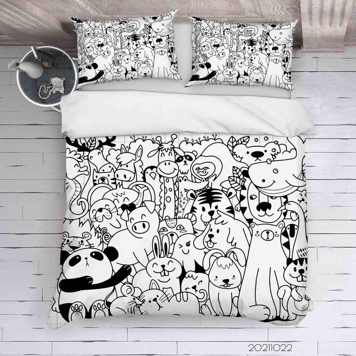 Jess Art Decoration - Wholesale Bedding set - 3D Cartoon Animal Pattern Doodle Quilt Cover Set Bedding Set Duvet Cover Pillowcases 70