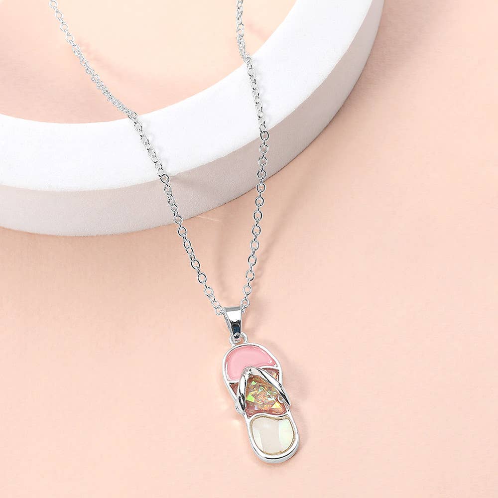 Sensibling Corp. – wholesale Pendant/charm necklace – Abalone Sea Glass Flip Flop Pendant Necklace
3