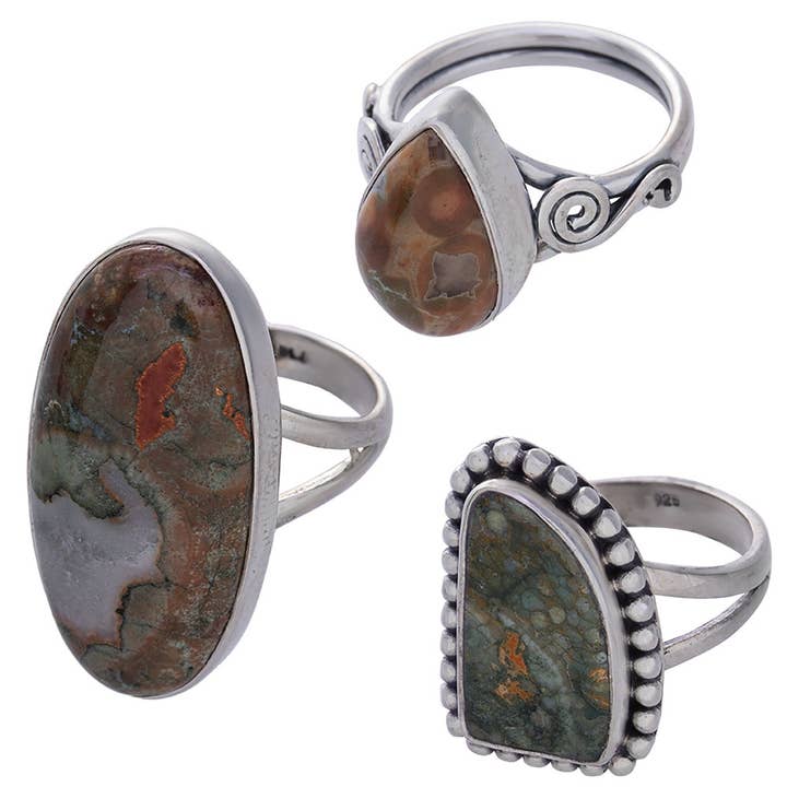 Blandade former Rainforest Jasper Ring för wholesale av Kheops BLJ Jewelry