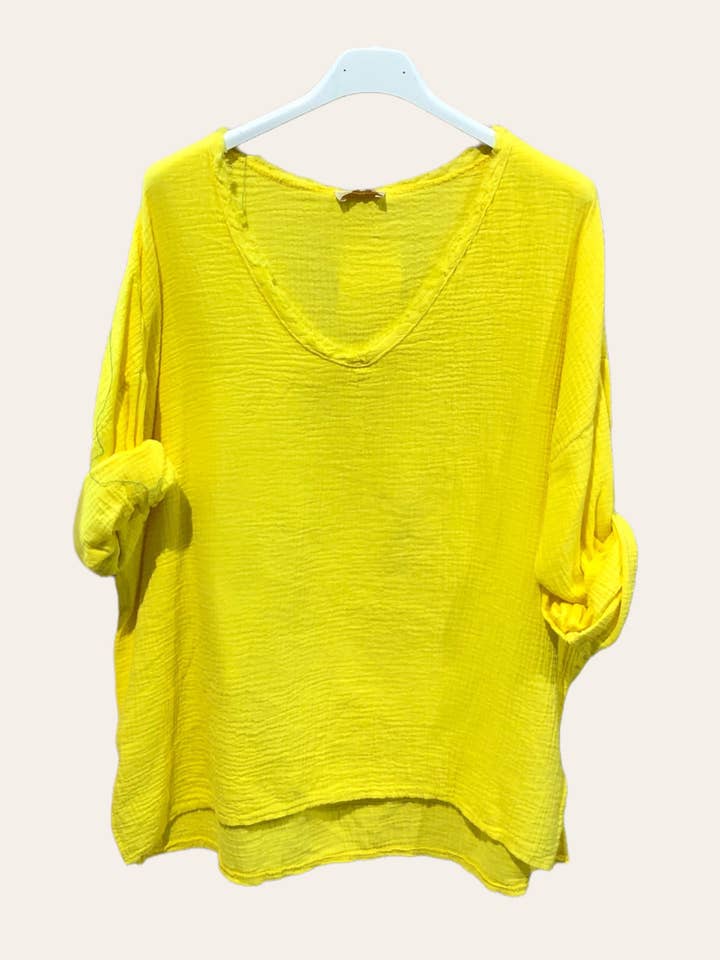 MOONSUN - Wholesale Blouse - Women's - #80686 oversized cotton-gauze top