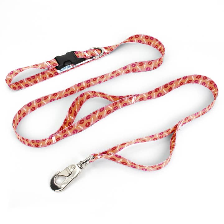 Kisses Blush Fab Grab Leash - Made in USA - Three Handles for wholesale by Buttonsmith