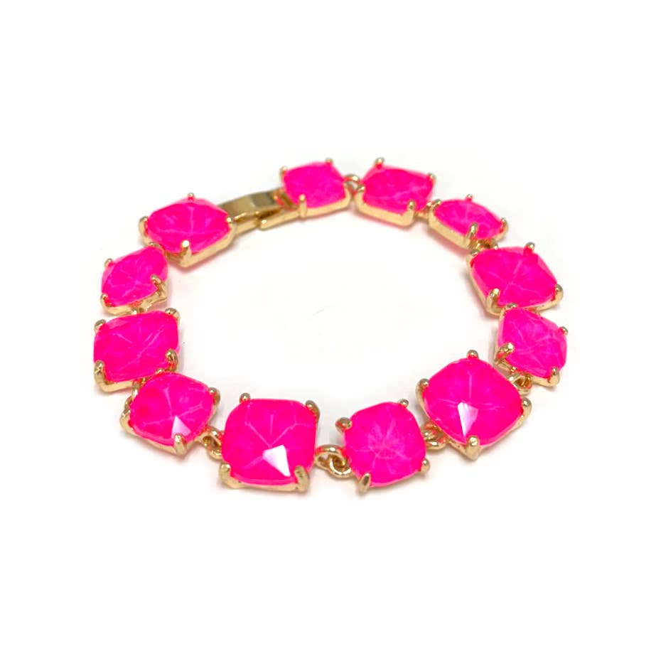 StarryNYC - Wholesale Link & Chain Bracelet - Cushion Cut Glass Crystal Linked Station Bracelet39