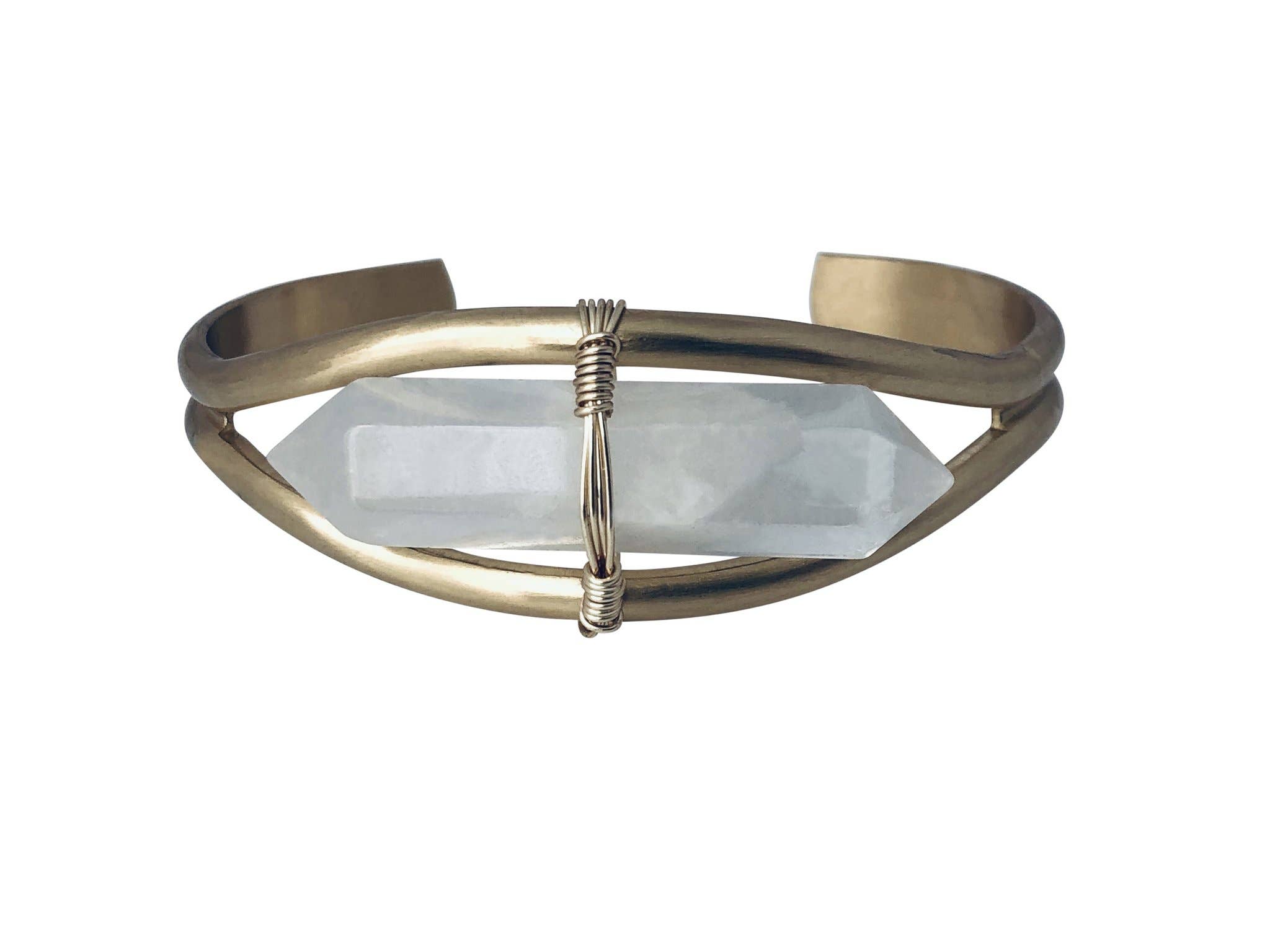 Modern Opus - Wholesale Cuff Bracelet - Clear Reiki Quartz and Brass Cuff Bracelet