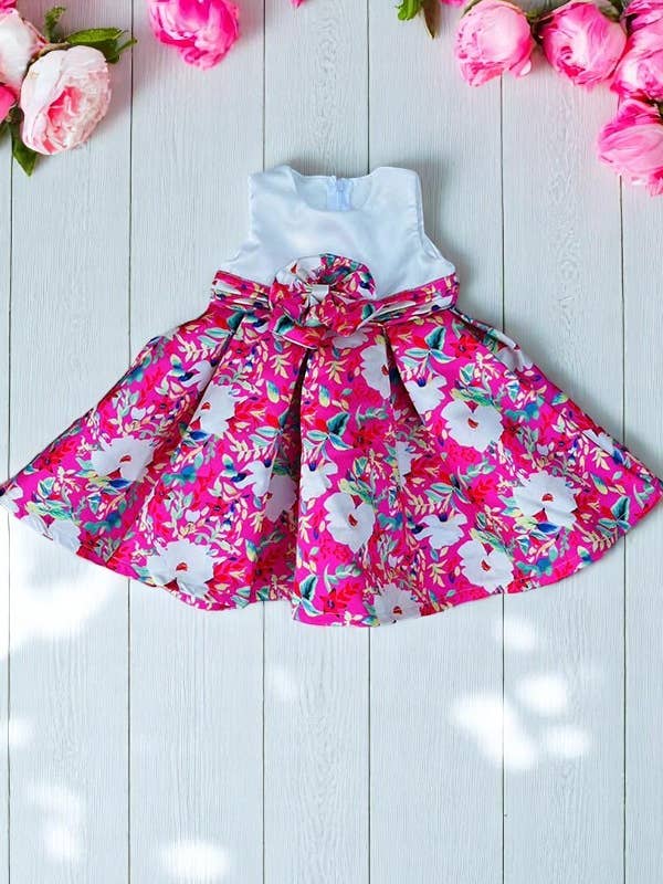 Girls princess /wedding dress White & Floral prints DLH2876 for wholesale by luluclothes