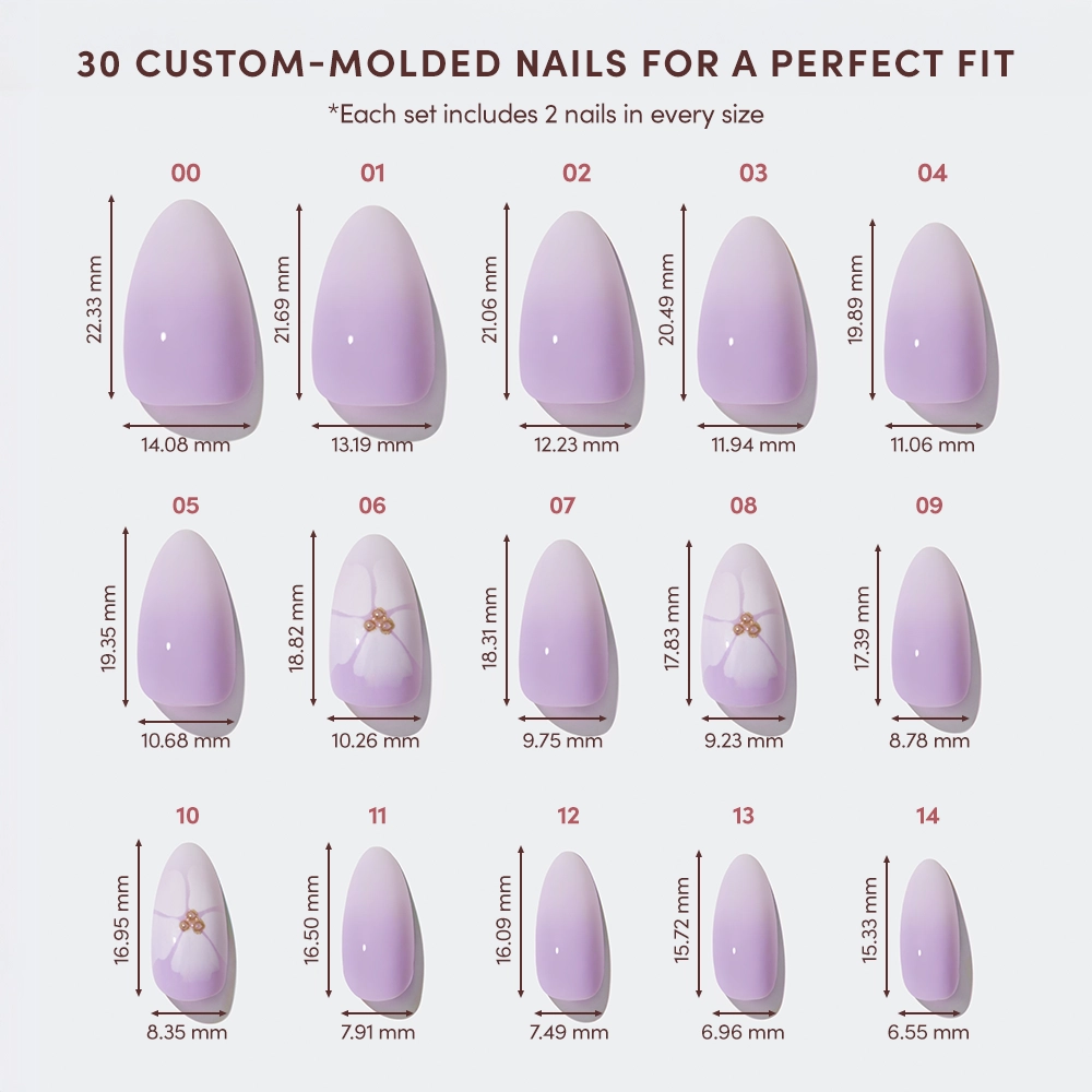 Glamnetic - Wholesale Press-On/Fake Nails - Lilac Reef Press-On Nails | Short Almond Purple Floral Nail3