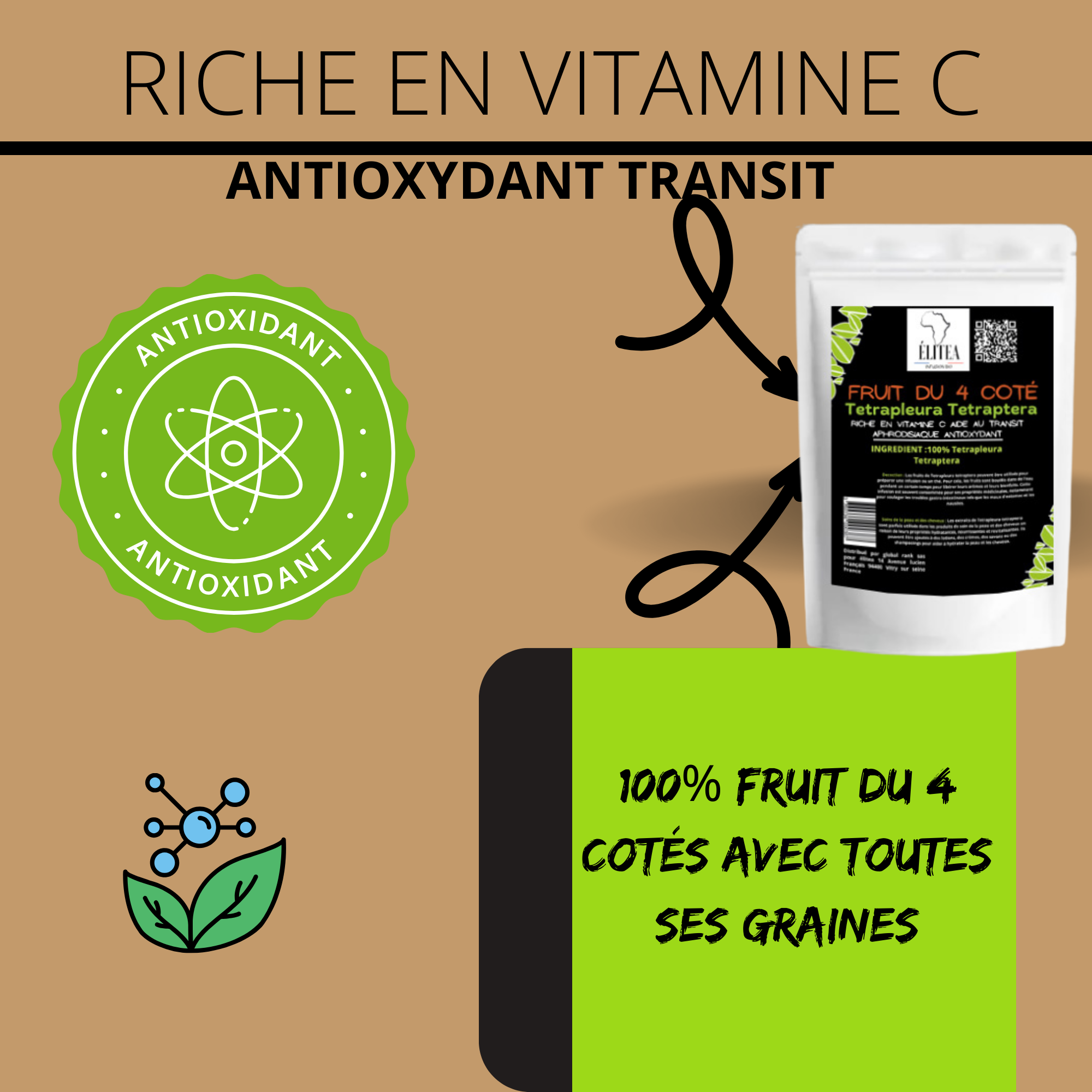 ELITEA - Wholesale Health/Detox Tea - 4 pieces Organic Four Sides Fruit5