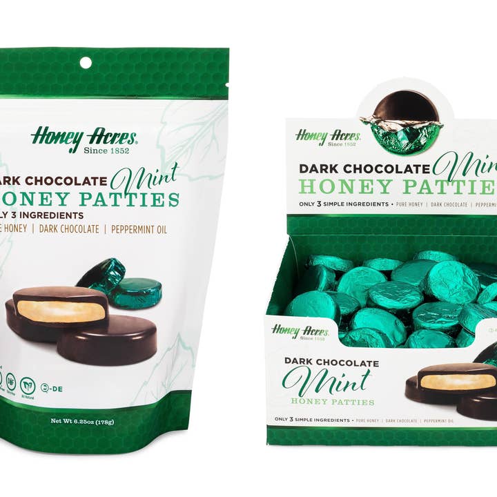 Honey Acres Inc. - Wholesale Chocolate Covered Sweets - Dark Chocolate Mint Honey Patties