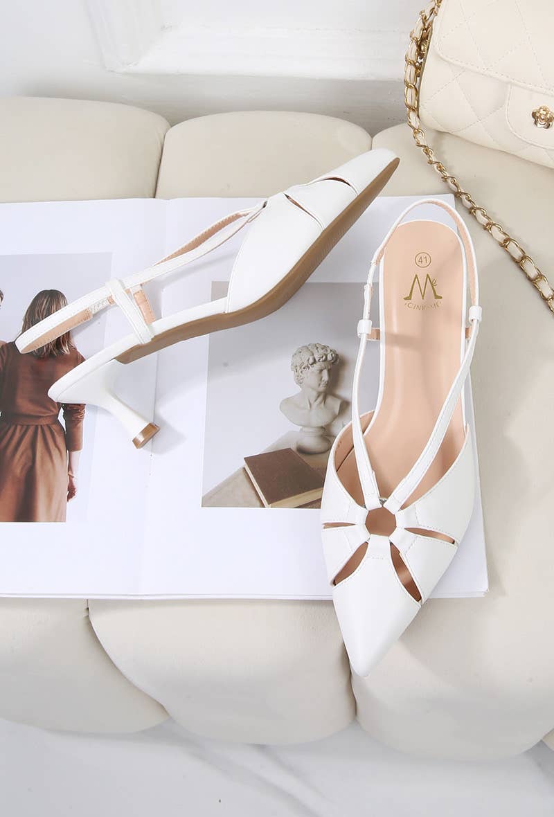 BELLICY / Cink-me - Wholesale Low Heels - Women's - DMF99F-19, Slingback pumps in faux leather with pointed toe and ta3