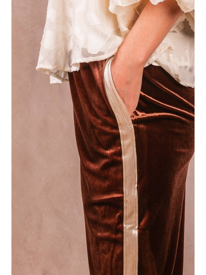 Before You Collection - Wholesale Pants - Women's - Velvet Contrast Side Stripe Wide Leg Pants7