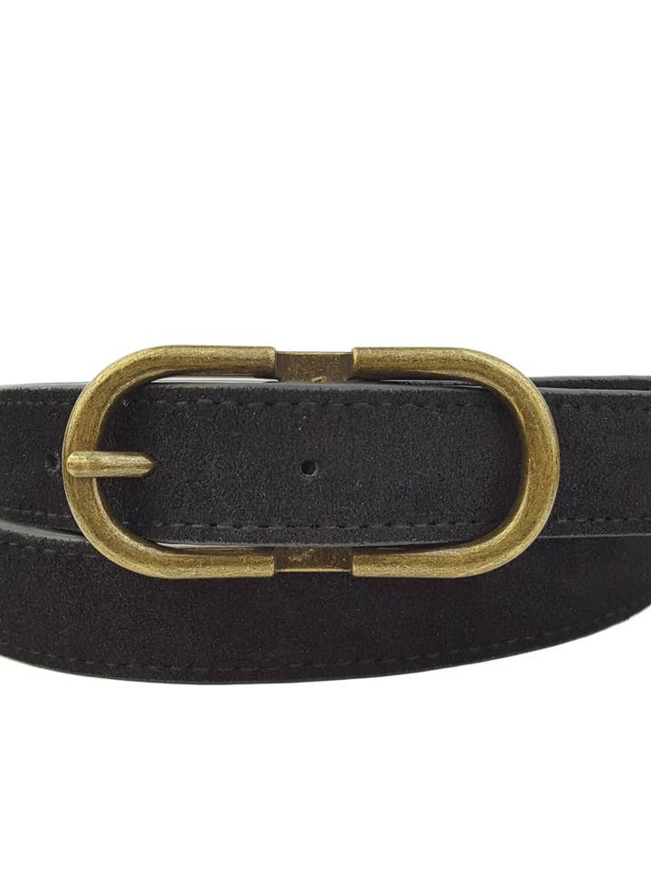 Basic Genuine Suede Belt with Oval Buckle for wholesale by Axesoria West