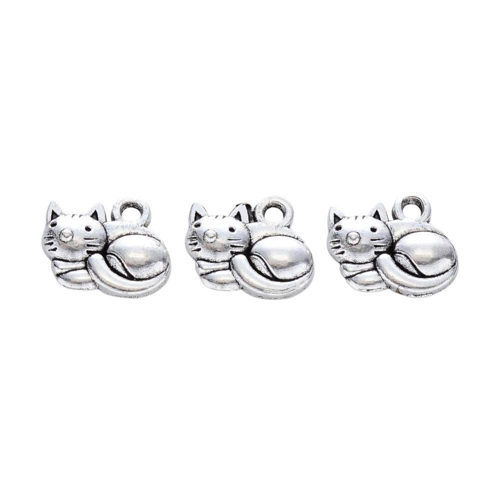 VIE – wholesale Individual charm/pendant – Antique Silver Alloy Charm, Cat, Pack of 501