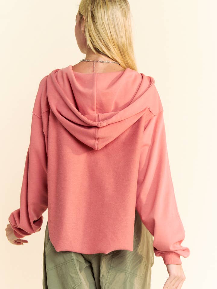 Davi & Dani - Wholesale Hoodie - Women's - PLUS LONG SLEEVES PRINT TIE LOOSE FIT HOODIE TOP16