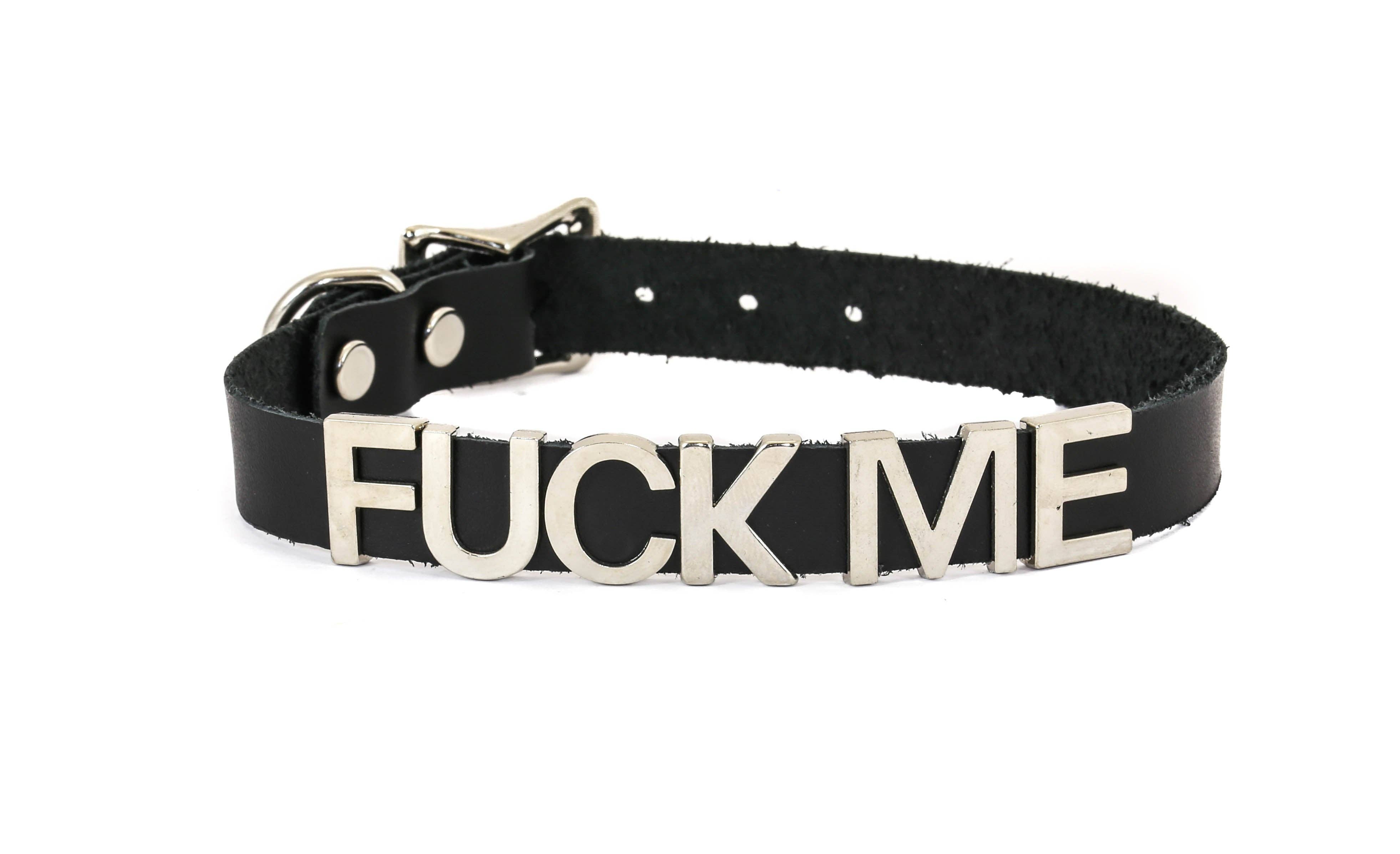 Funk Plus - Wholesale Choker/Collar - FC291 GENUINE LEATHER STAINLESS STEEL LETTER NAME FETISH  CHOKER9