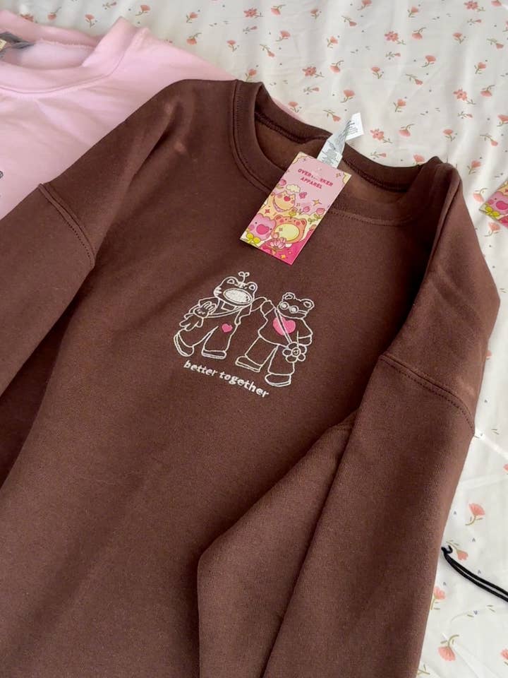 Overthinker Apparel - Wholesale Graphic Sweatshirt - Unisex - Better Together Embroidered Lightweight Matching Sweatshirt