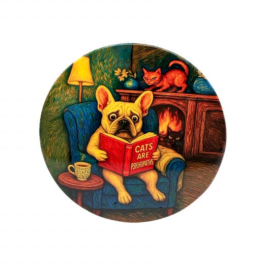 Token Tales Dog "Cats Are Psychopaths" Coaster for wholesale by Token Atelier