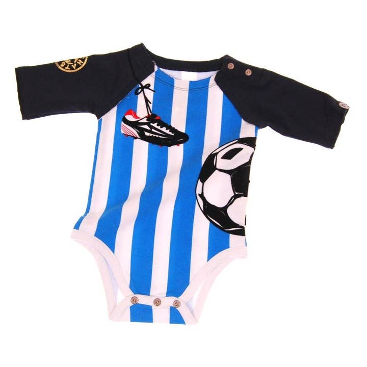 Soccer Raglan Bodysuit for wholesale by Mini Shatsu