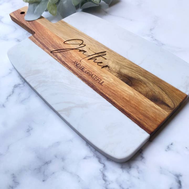 M.Ree Jewels Creative - Wholesale Cutting Board - Gather and Be Grateful Thanksgiving Marble Cutting Board