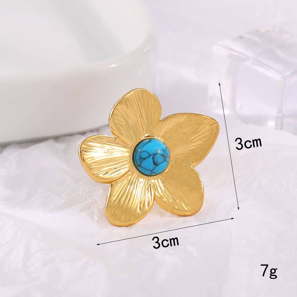 GOLD 18K STAINLESS STEEL TARNISH FREE FLOWER RINGS | 40R115 for wholesale on Faire2