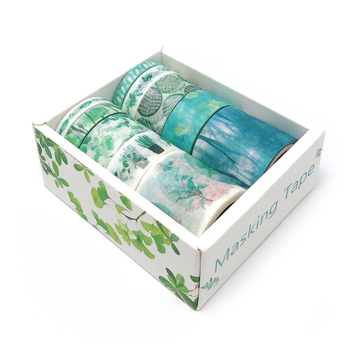 Ensemble de rubans adhésifs Washi floraux verts (10 rouleaux) pour la vente par Allydrew