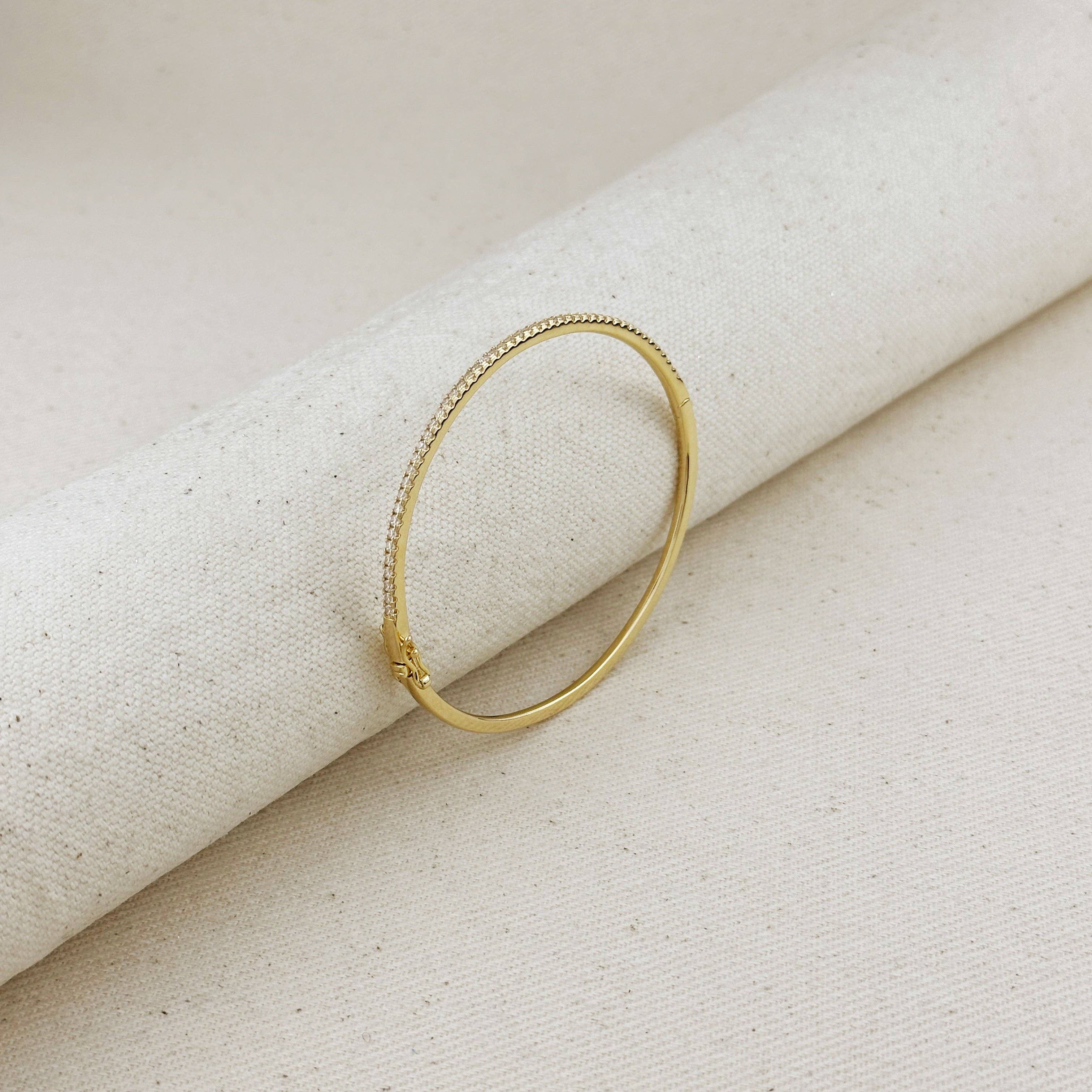GoldFi - Wholesale Bangle Bracelet - 18k Gold Filled Thin Line CZ Bangle Bracelet5