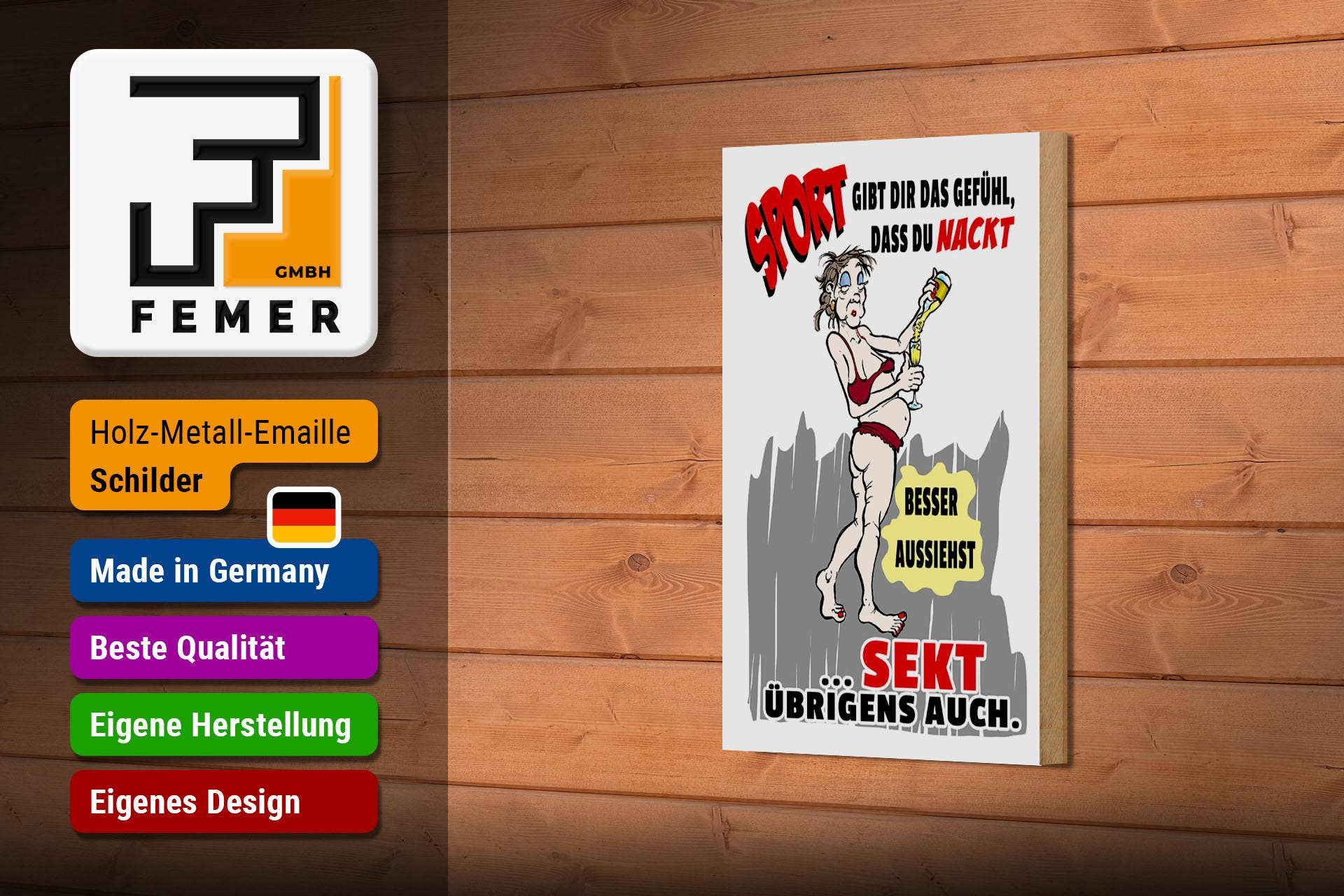 Femer - Wholesale Sign - Wooden sign alcohol 12x18cm sports, sparkling wine naked look better sign2