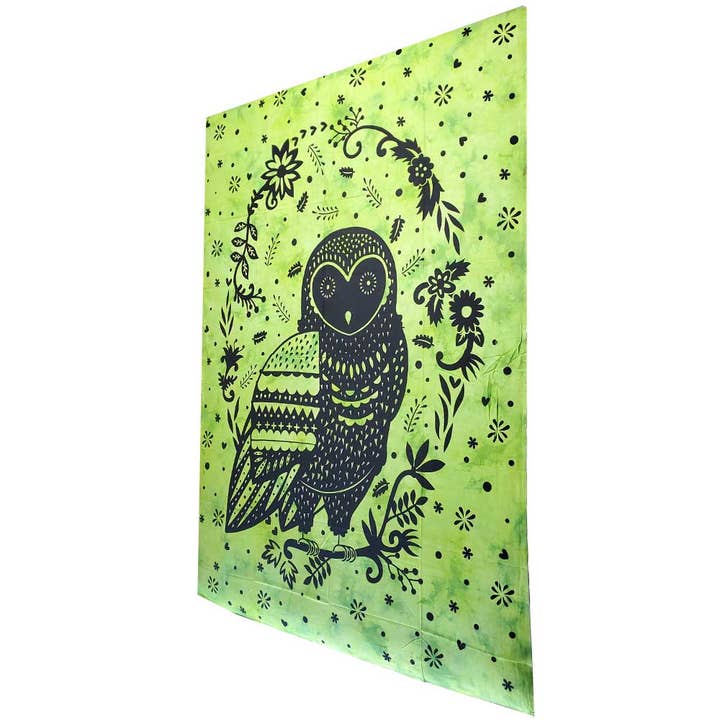 Trippy Owl Tapestry Væghængende for engroshandel hos Wild Lotus