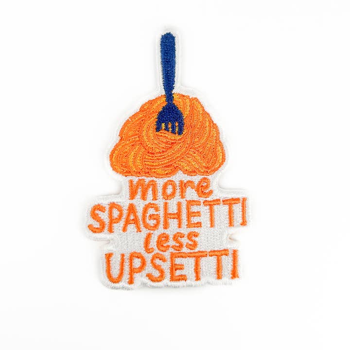 Field Trip Threads - Wholesale Patch - More Spaghetti Less Upsetti Patch Pasta Iron On Embroidered 1