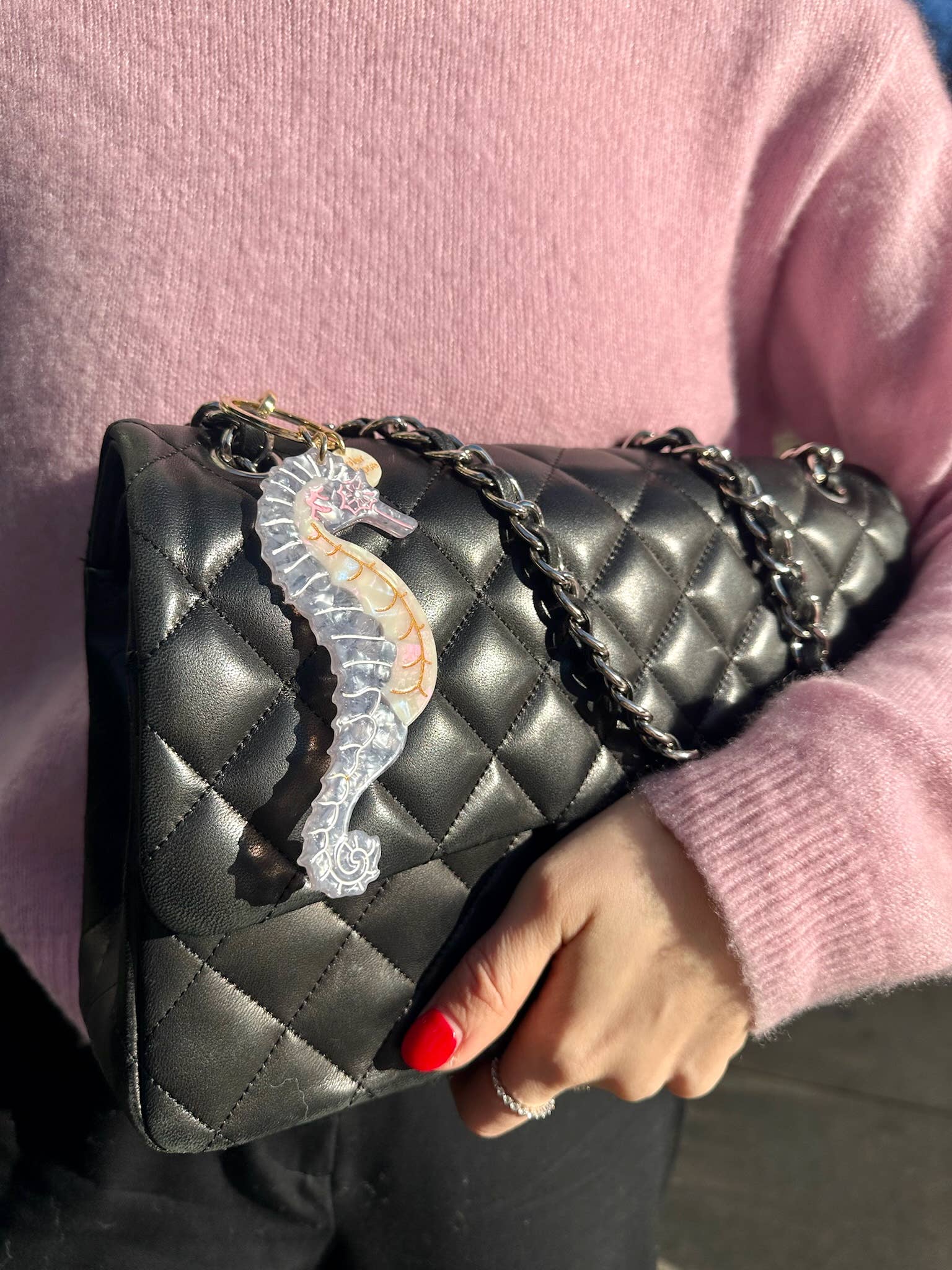 Solar Eclipse – wholesale Keychain – Women's – Hand-painted Seahorse Bag Charm + Keychain | Eco-Friendly6