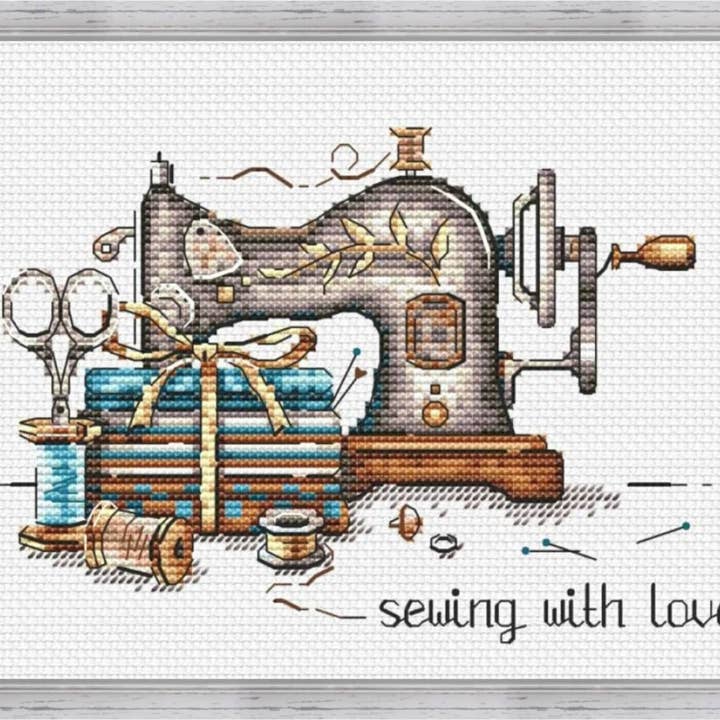 Sewing with Love "Blue" Cross Stitch Kit for wholesale by AKxStitch
