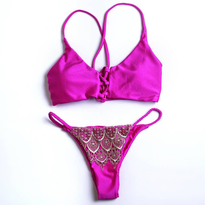 Sequin Sand - Wholesale Two Piece Swimsuit - Women's - Belize Lace Orchid Bikini Set3