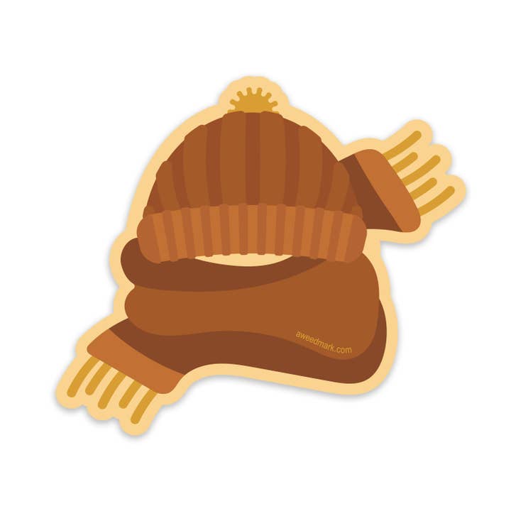 Winter Beanie and Scarf Sticker for wholesale by Amanda Weedmark