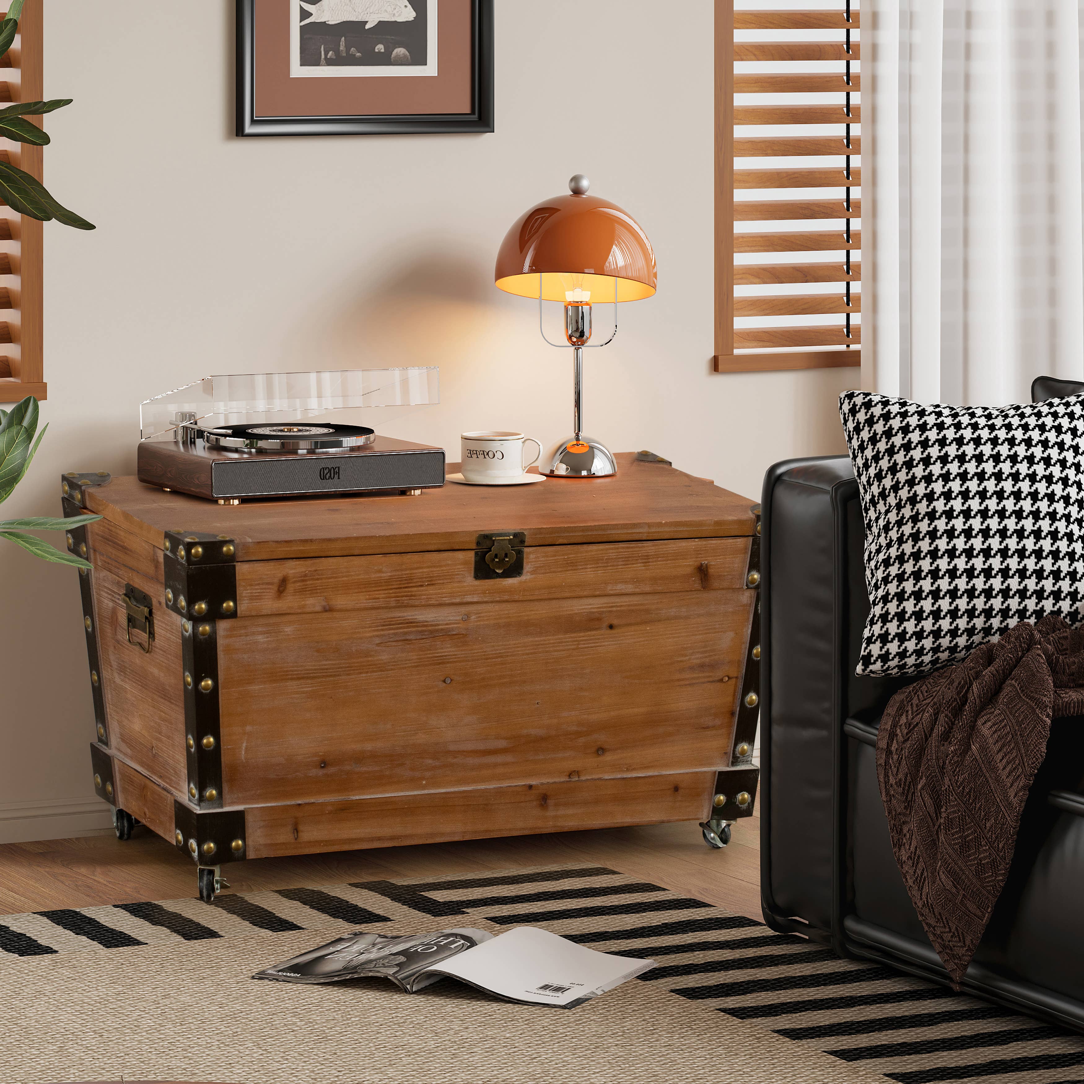 Quickway Imports - Wholesale Bench - Vintiquewise Wooden Storage Trunk Bench with Wheels6