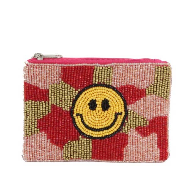 Multiple Color HAPPY FACE Theme Ladies Coin Purse for wholesale by Nima Accessories Inc
