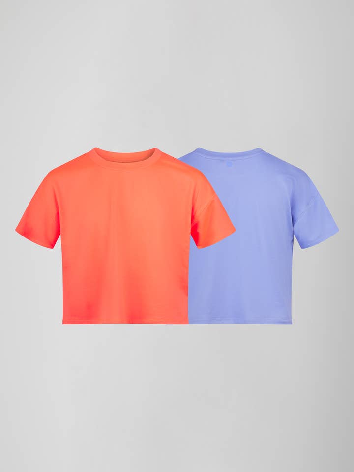 90 Degree by Reflex & Yogalicious - Vendita all'ingrosso Maglietta - Donna - Ragazze - Confezione da 2 T-shirt a maniche corte Deluxe Boxy super morbide4