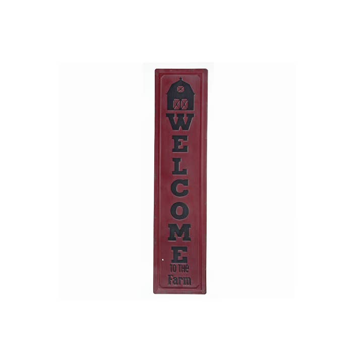 Vertical Embossed Metal Sign Welcome To The Farm for wholesale by IH Casa Decor