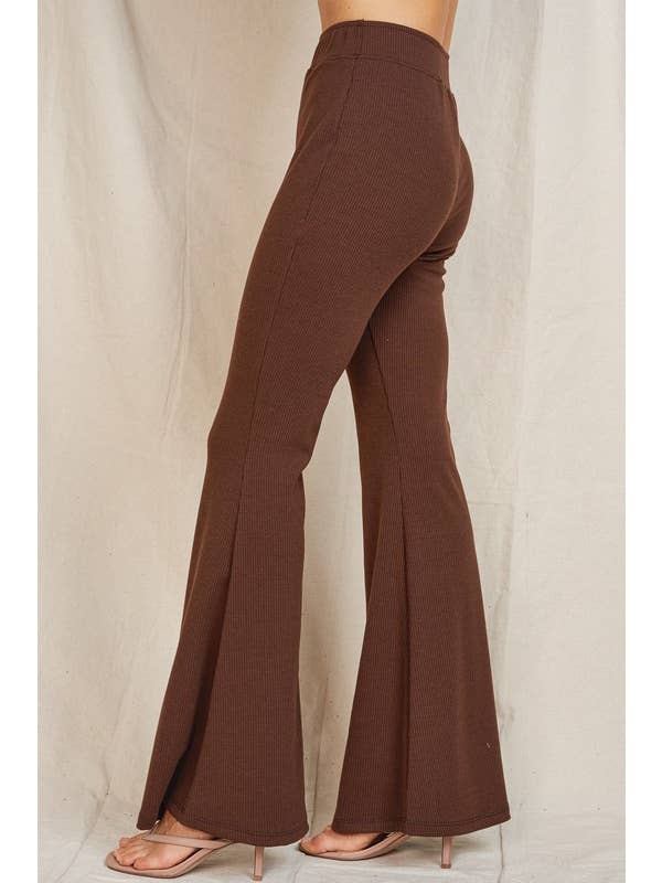 lalamia - Wholesale Pants - Women's - Wide Flair pants #MPT18044-CHOCOLATE2