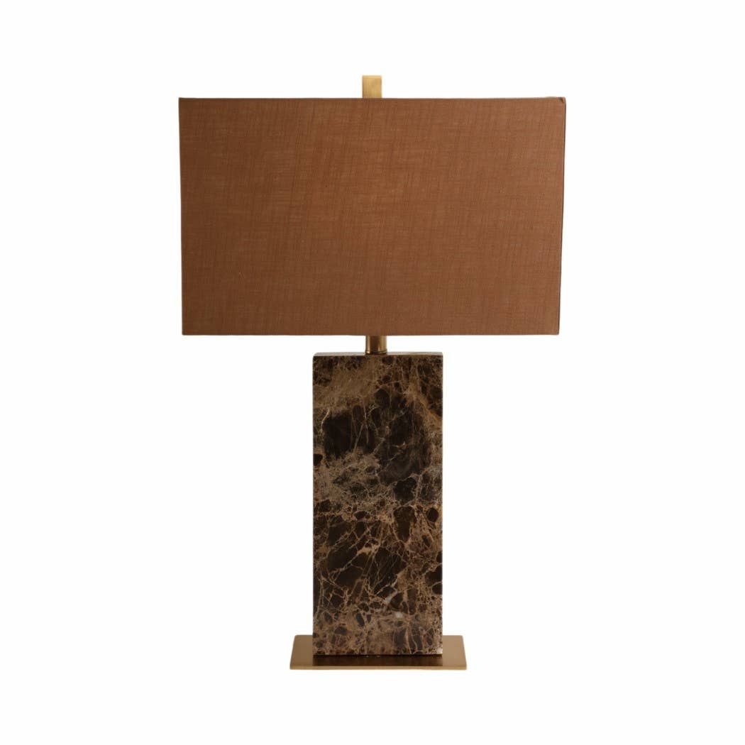 Sagebrook Home - Wholesale Accent/Desk Lamp - Table Lamp - Brown Marble Fabric Rectangular Base, 26 in.4