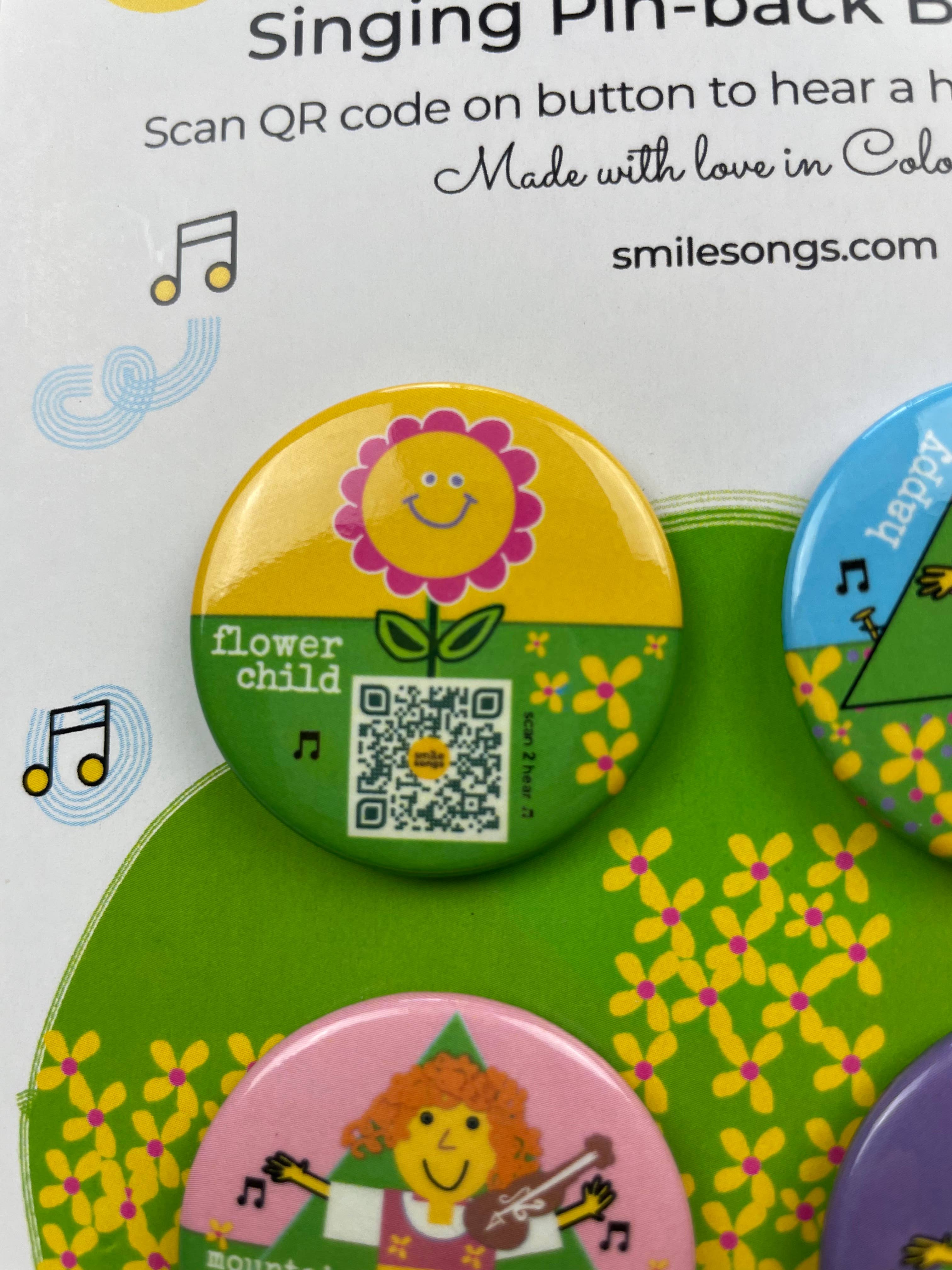 Smile Songs - Wholesale Lapel Pin/Button - Nature Lovers Pin Back Button Set - QR Code Singing Pins2