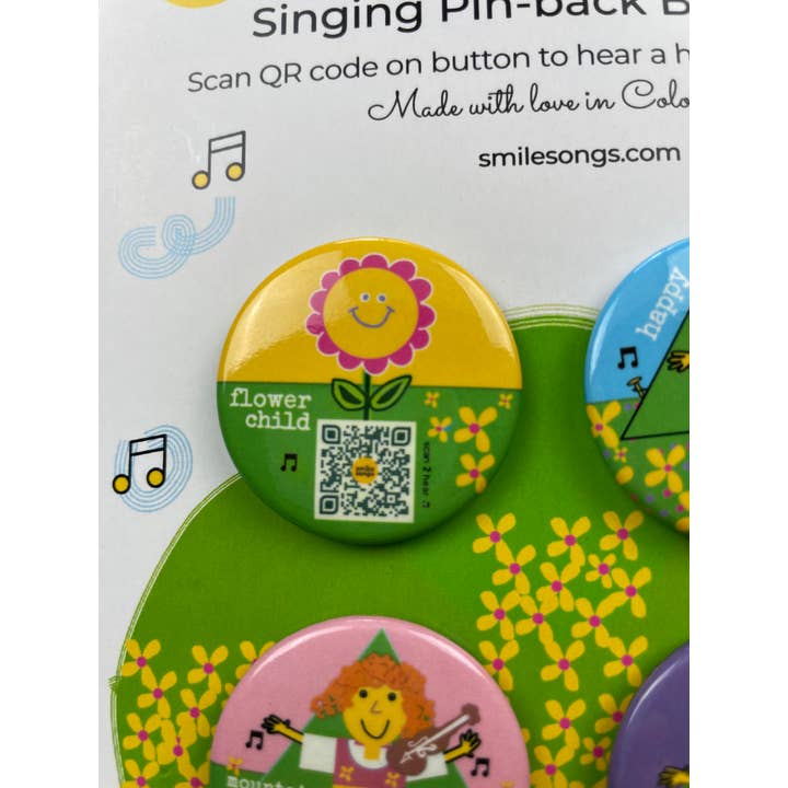 Smile Songs - Wholesale Lapel Pin/Button - Nature Lovers Pin Back Button Set - QR Code Singing Pins2