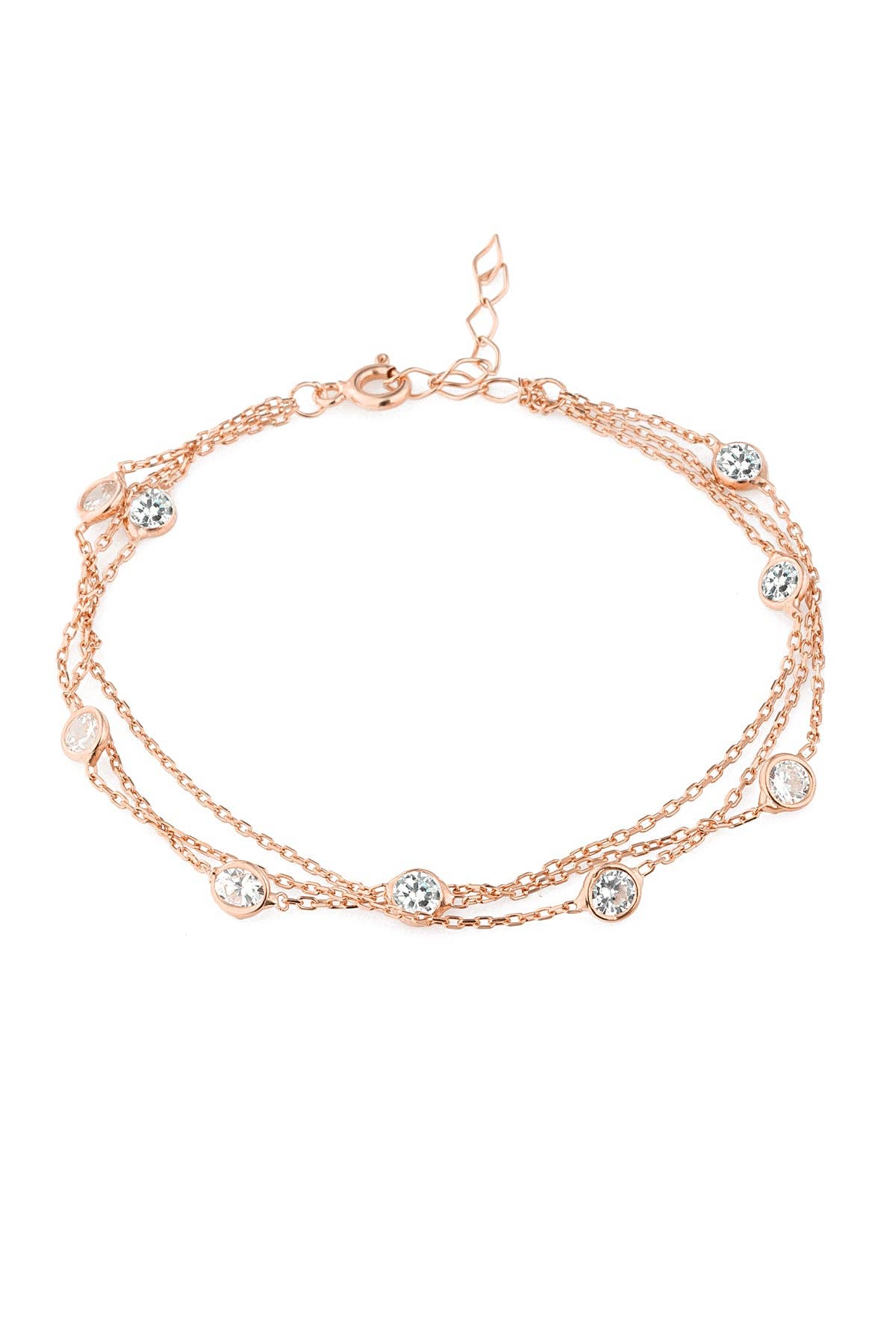 Volenia Silver – Pulseira com pendente por atacado – Bracelete feminino por atacado em prata 925 com acabamento em ouro rosa com detalhe em pedra1