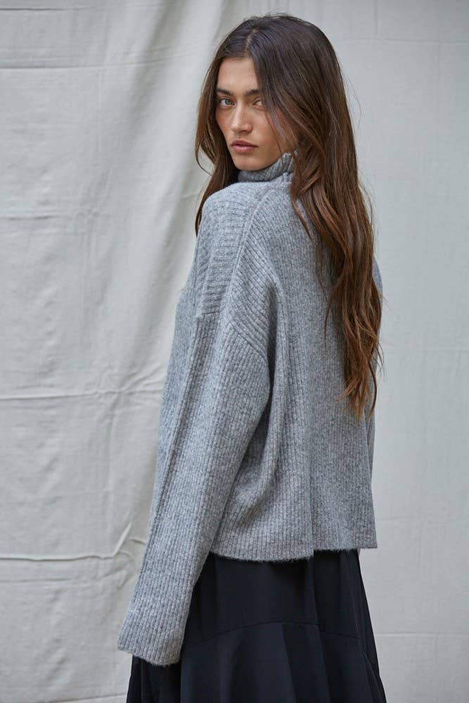 By Together - Wholesale Knitted jumper – Women′s - W1805 | Knit Sweater Ribbed Turtleneck Drop Shoulder Top5