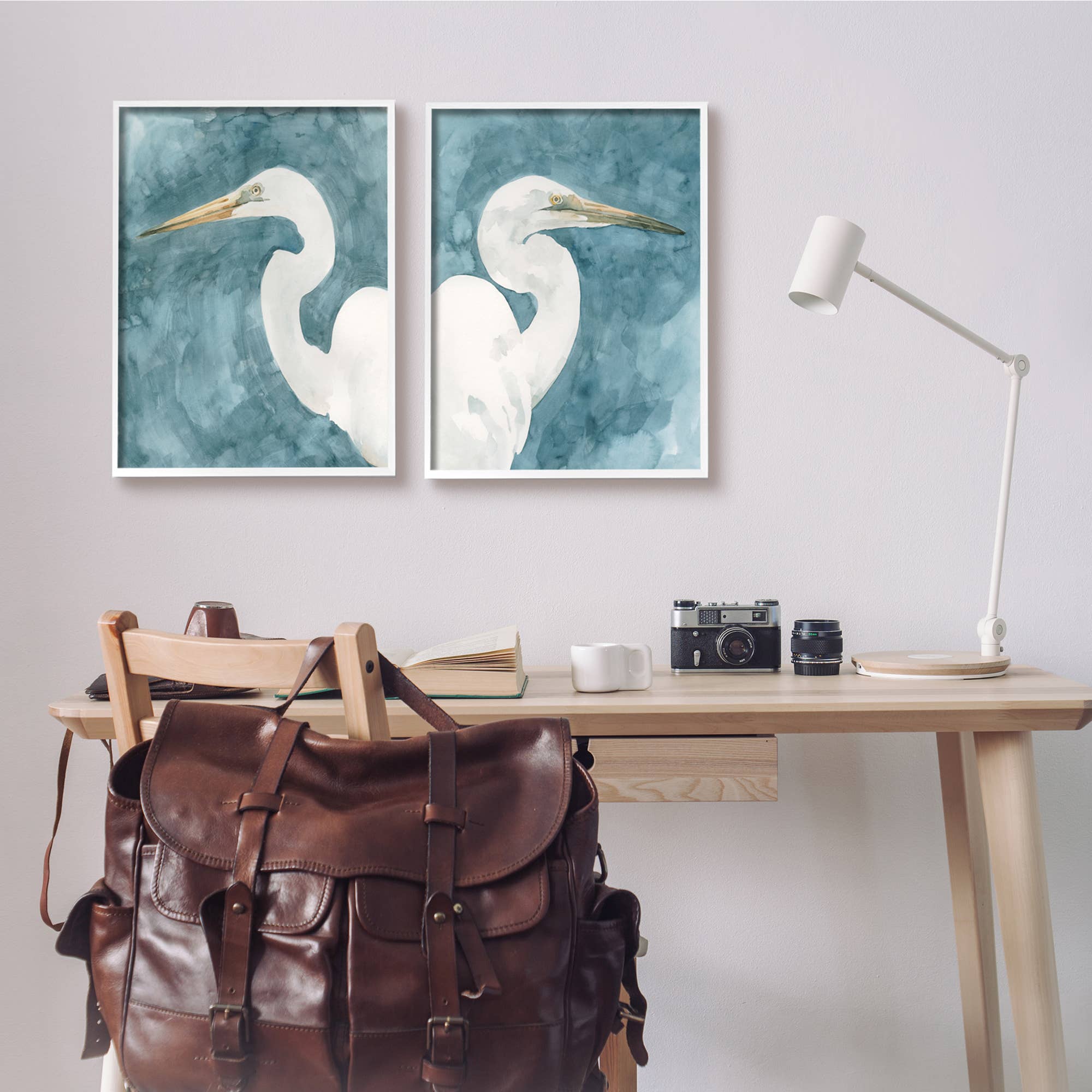 Stupell Industries - Wholesale Gallery Wall Set - Nautical Cranes Bird Portraits Abstract Sky 2pc Set Framed5