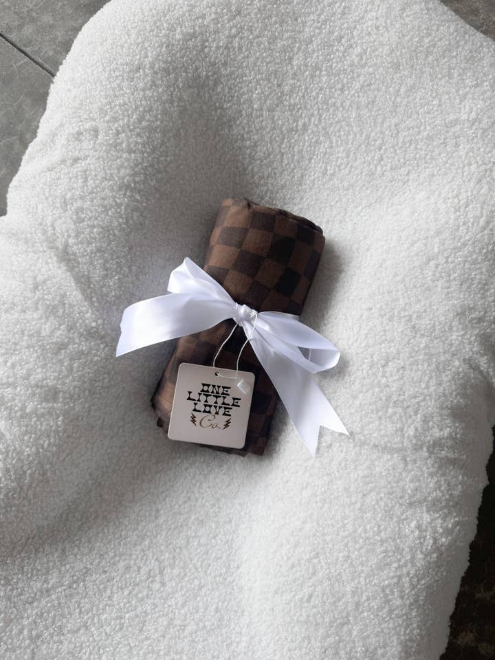 Neutral Wavy Checker | Muslin Blanket for wholesale by One Little Love Co