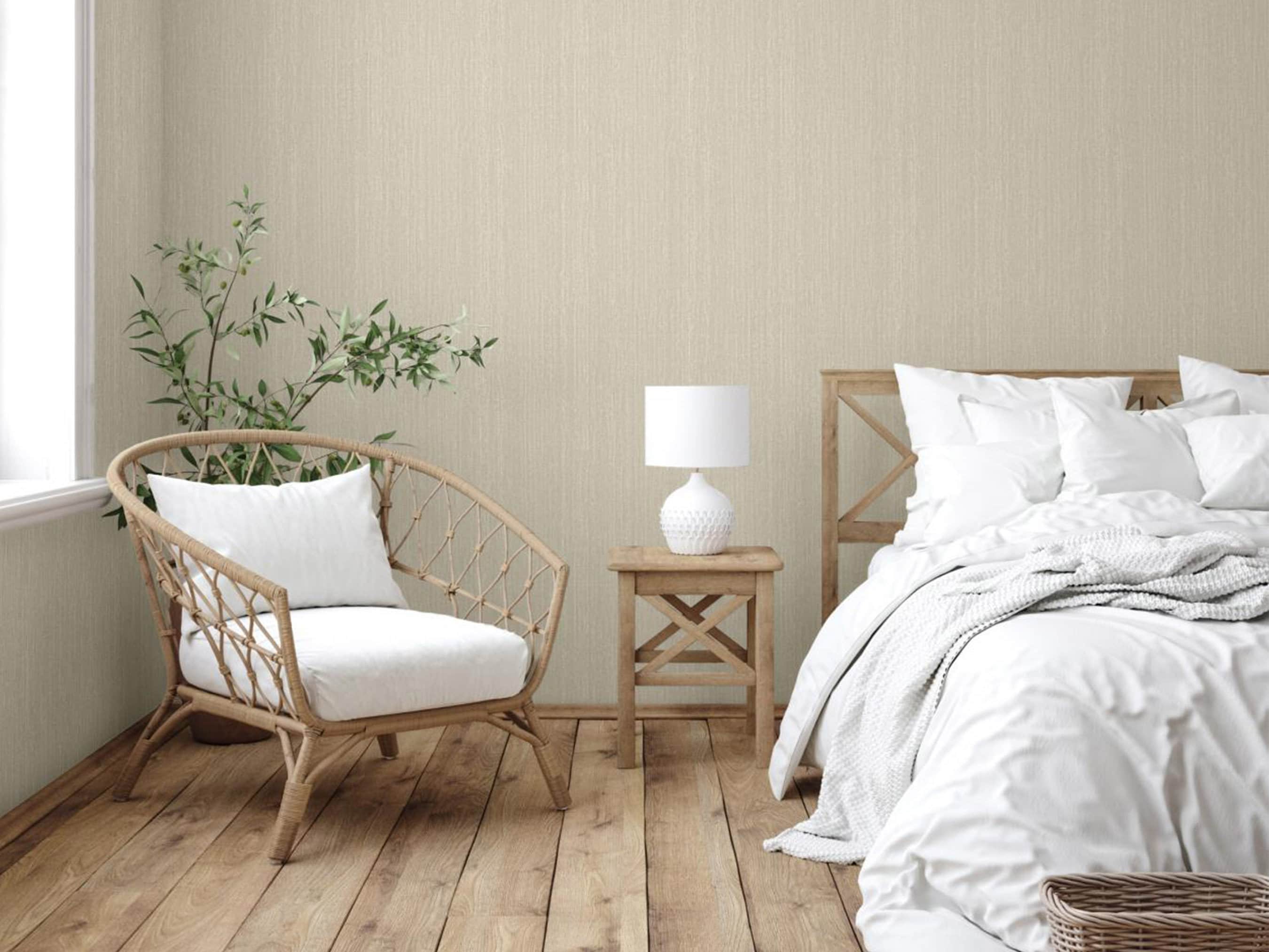 Walloro Luxury Embossed Wallpaper - Wholesale Wallpaper - Grasscloth Wallpaper, Linen Textured Wallpaper, Fabric Effect Wallcovering, Large 178 sq ft, Large Stripes, Wall Decor, Plain, Solid, Beige2