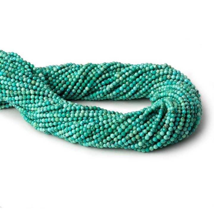 2mm Shaded Turquoise micro faceted round beads 12.5 inch 150 pieces AAA for wholesale by Beads of Cambay