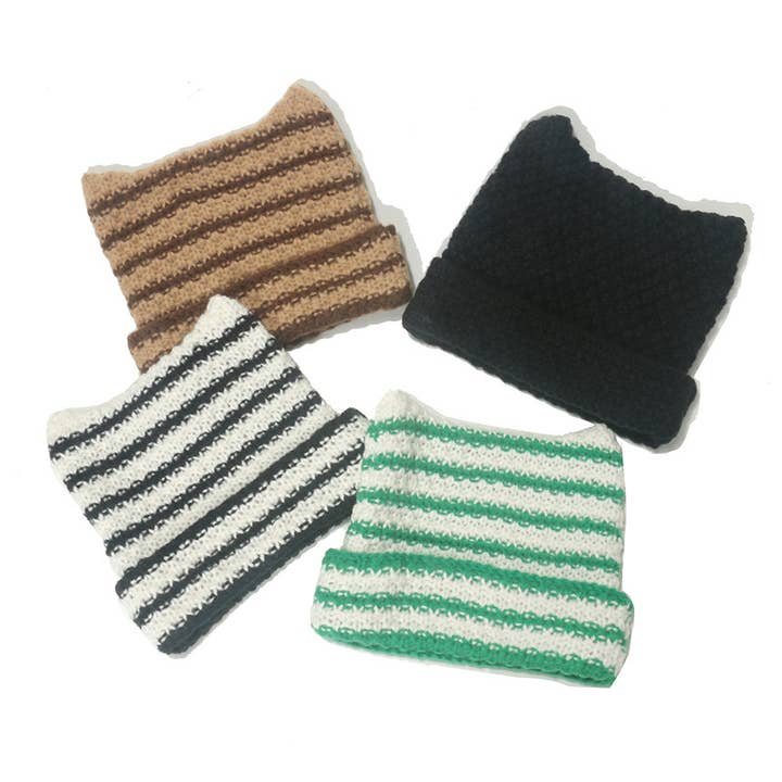 Comely Fashion - Wholesale Beanie - Women's - Cute Cat Ears Stripe Knitting Beanie Hat4