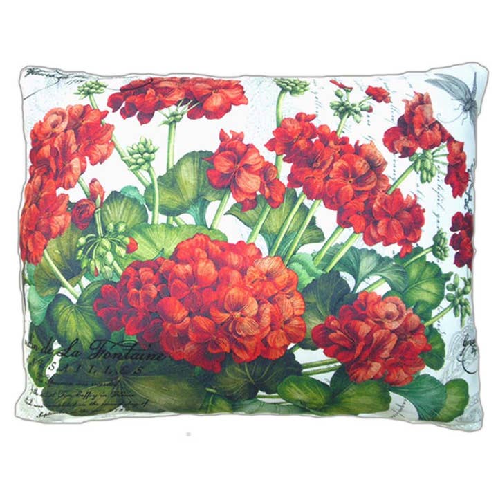 Pillow - Red Geranium (white) - indoor / outdoor cushion for wholesale by Magnolia Casual