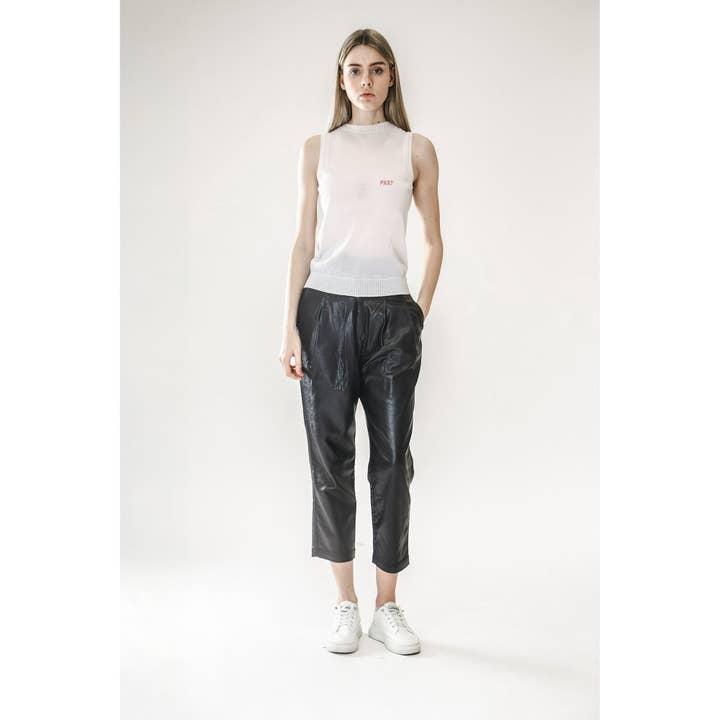 Cream White/Grey Crewneck Knit Top for wholesale by VUDECO