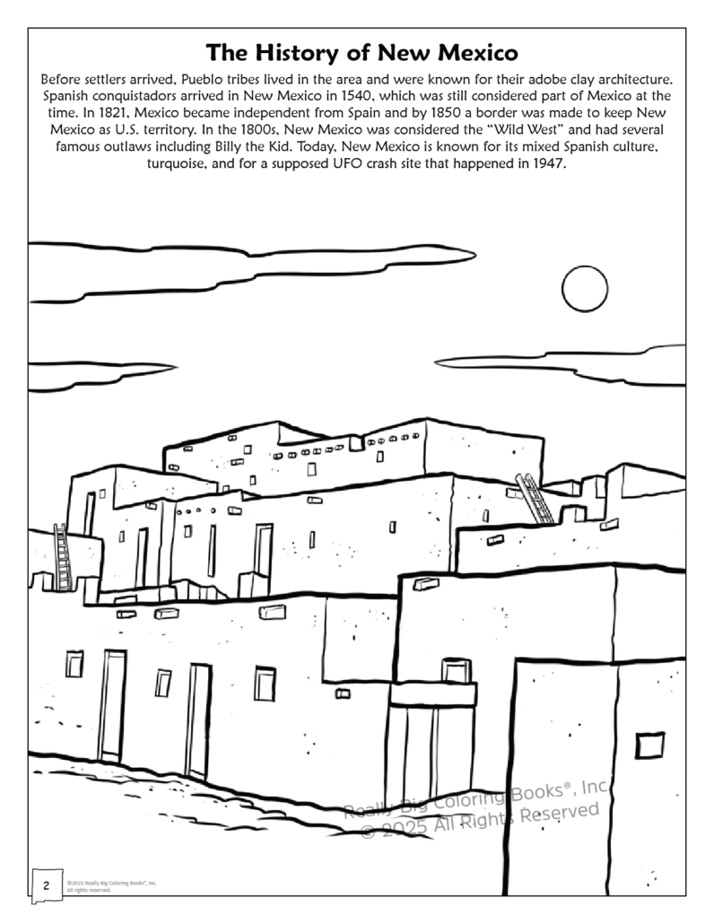 Really Big Coloring Books | ColoringBook.com - Vente Livre – enfant - Livre de coloriage de l'État du Nouveau-Mexique 8,5 x 112